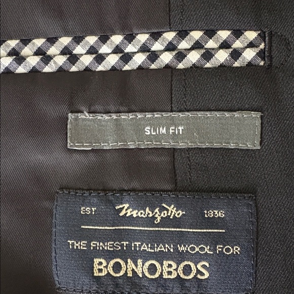 Bonobos Marzotto Italian Wool Slim Fit Blazer in Navy Two Button Close Size 38S - Picture 5 of 12